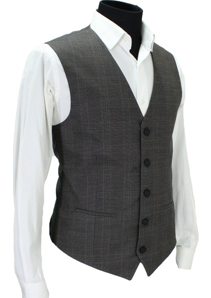 Erkek Yelek V Yaka Kahve Ekose 50672 fiyatları