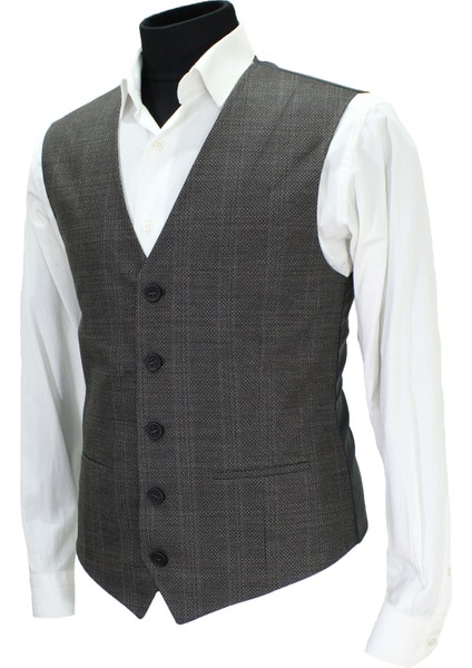 Erkek Yelek V Yaka Kahve Ekose 50672 modelleri