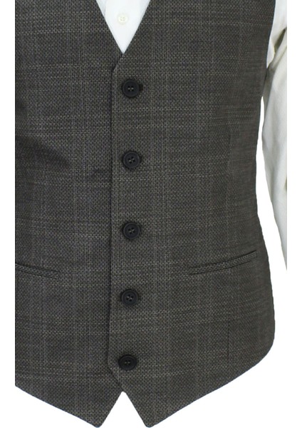 Erkek Yelek V Yaka Kahve Ekose 50672 fırsatları