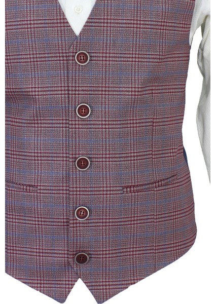 Erkek Yelek V Yaka Kırmızı Ekose 50670 fırsatları