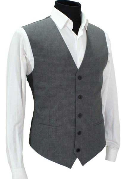 Erkek Yelek V Yaka Gri Ekose 50643 fiyatları