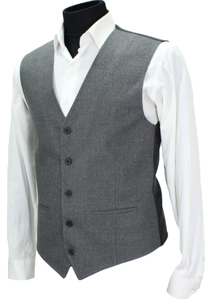 Erkek Yelek V Yaka Gri Kum Desen 50631 modelleri