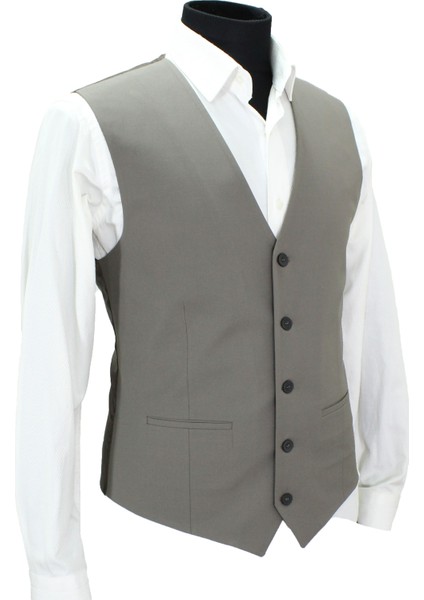 Erkek Yelek V Yaka Koyu Bej 50666 fiyatları