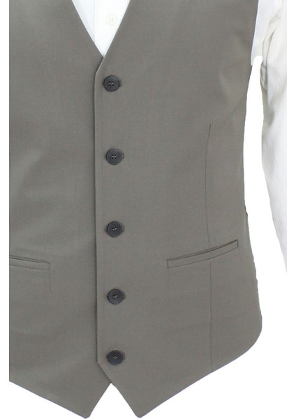 Erkek Yelek V Yaka Koyu Bej 50666 fırsatları