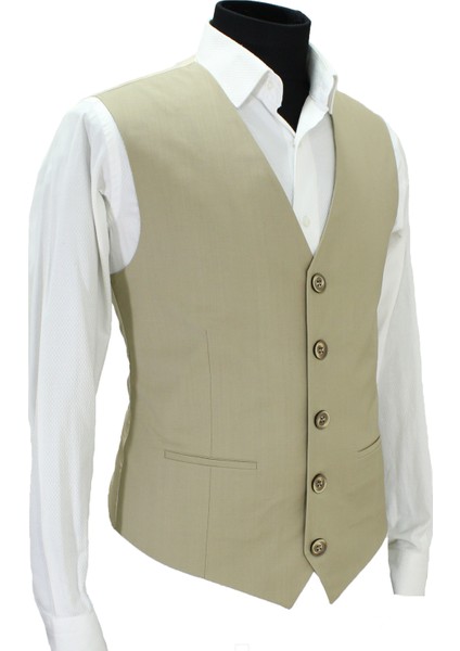 Erkek Yelek V Yaka Bej 50708 fiyatları