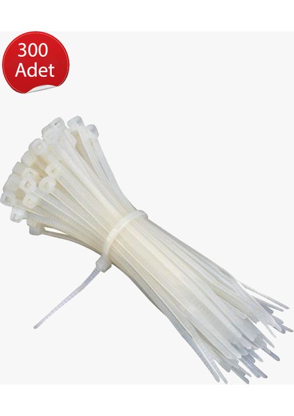 Plastik Kelepçe Cırt Kablo Bağı 2.5X200MM Beyaz 300 Adet