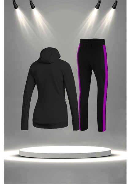Kadın Siyah Supra Penye Kumaş Rahat Yürüyüş ve Koşu Sporcu Seti (S-3xl) fırsatları