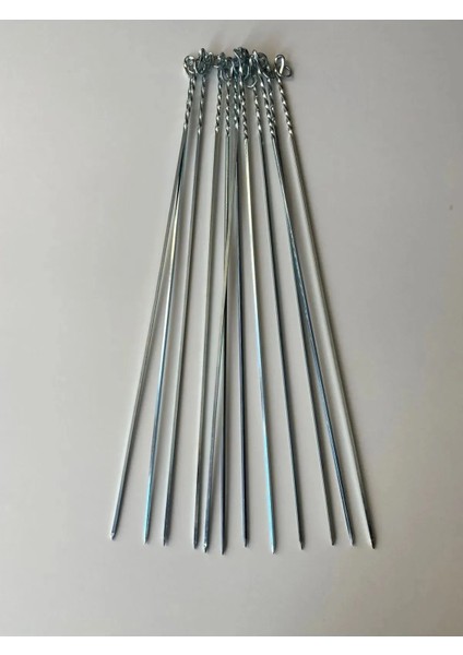 6 Adet Adana Kebap Şişi 50 cm Boy 16 mm En Barbekü Mangal Şiş Set Metal Üzeri Paslanmaz Galveniz Kaplı