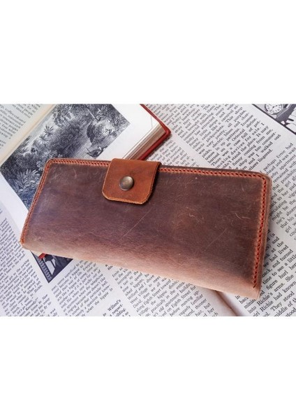 Kesimden Dikime Tamamen El Emeği Gerçek Deri Cüzdan 12 Kart 2 Banknot Alanı (19.4cm*8,5cm) 29EY1