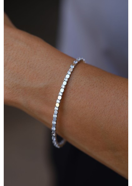 14 Ayar Altın Taşlı Su Yolu Kelepçe