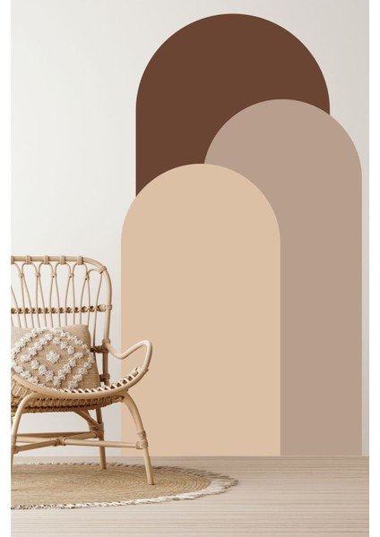 Koyu Kahverengi 3'lü Bohem Duvar Stickerları, şık ve doğal dekor için ideal seçim