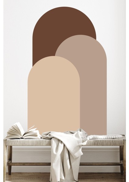 Koyu Kahverengi 3'lü Bohem Duvar Stickerları, şık ve doğal dekor için ideal seçim modelleri