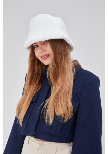 Peluş Bucket Kadın Balıkçı Şapkası Yumuşak ve Tüylü Kadın Şapkası