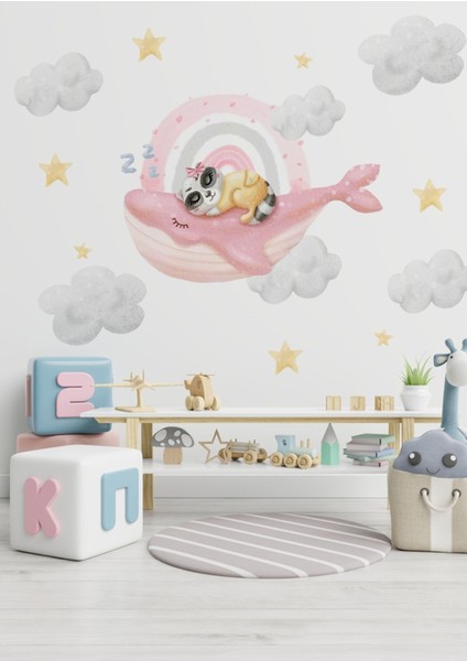 Çocuk Odası Renkli Duvar Stickerı, Sevimli ve Eğlenceli Dekorasyon Parçası