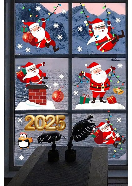 Renkli Yılbaşı Sticker Seti, Noel Baba ve Kar Taneleri, 5+ Parça, Çocuk ve Bebek Odası Dekoru fiyatları