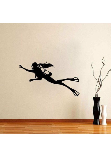 Kadın silüet duvar sticker, dekoratif çıkartma, estetik ev dekorasyonu, siyah, düz desen