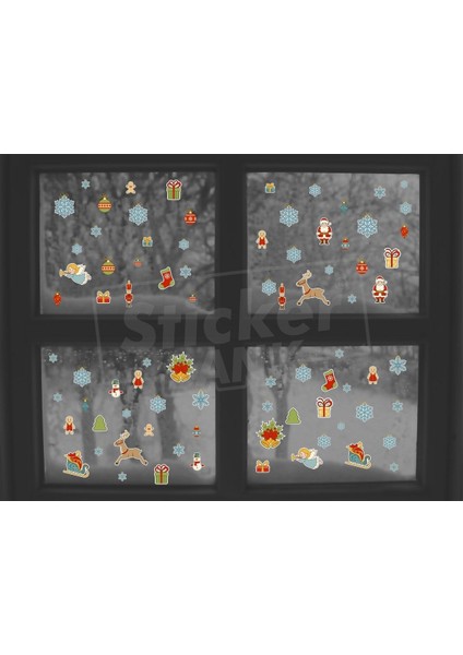 Renkli Noel Temalı Sticker Paketi, Eğlenceli ve Şık Dekorasyon Süsleri, Çok Renkli, Düz Desenli