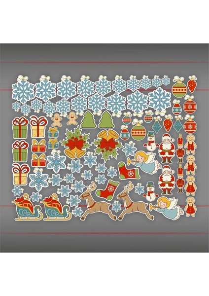 Renkli Noel Temalı Sticker Paketi, Eğlenceli ve Şık Dekorasyon Süsleri, Çok Renkli, Düz Desenli fiyatları