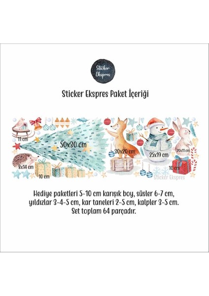 Yılbaşı temalı hayvan figürleri cam ve duvar sticker seti, çok renkli, 5+ parça fiyatları