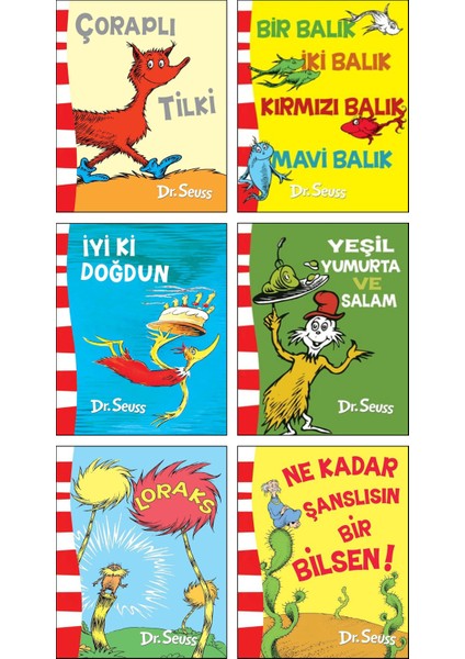 Çoraplı Tilki - Bir Balık İki Balık Kırmızı Balık Mavi Balık - İyi ki Doğdun - Yeşil Yumurta ve Salam - Loraks - Ne Kadar Şanslısın Bir Bilsen! 6 Kitap - Dr. Seuss