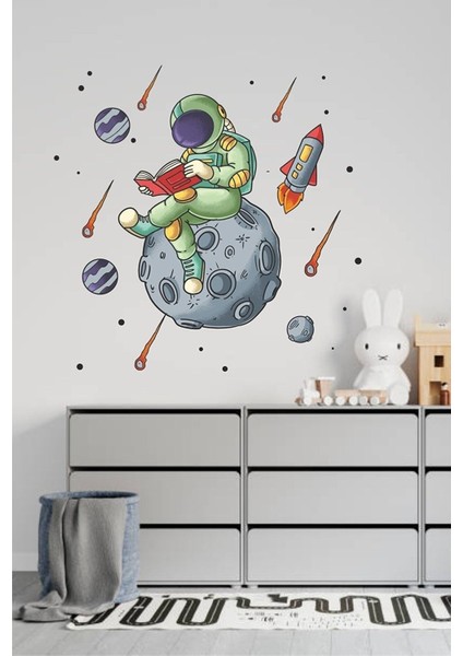 Çocuk Odası Renkli Duvar Sticker, Kitap Temalı Dekorasyon, Çok Renkli, Düz Desen