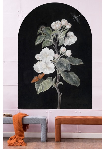 Yaz Çiçekleri Temalı Renkli ve Şık Duvar Stickeri, Beyaz, 1 Parça