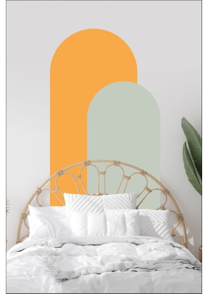 Turuncu-Mint Yeşili Bohem Duvar Stickerleri, Salon ve Oturma Odası İçin Renkli Dekor fiyatları