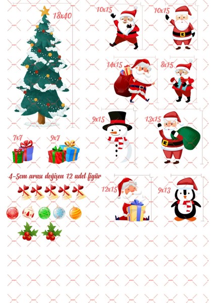 Renkli 23 Parça Yılbaşı Temalı Cam Duvar Sticker Seti, Düz Desen, Çok Renkli fırsatları