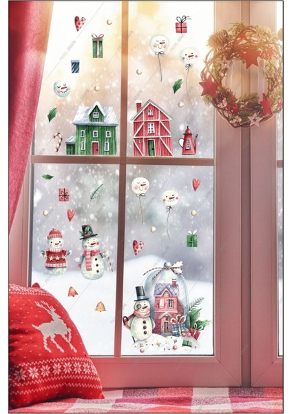 Renkli Evler ve Camlar Duvar Sticker Seti, Dekoratif ve Eğlenceli Tasarım fiyatları