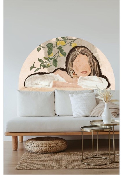 Renkli Kadın Temalı Yarım Daire Duvar Sticker, Şık ve Dekoratif Parça, Çok Renkli fiyatları
