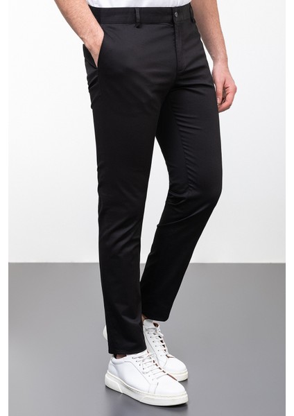Düz Siyah Renk Super Slim Fit Erkek Pantolon
