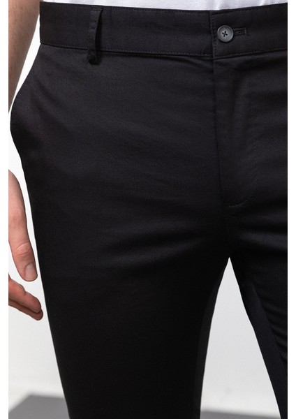 Düz Siyah Renk Super Slim Fit Erkek Pantolon