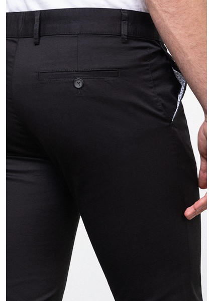 Düz Siyah Renk Super Slim Fit Erkek Pantolon