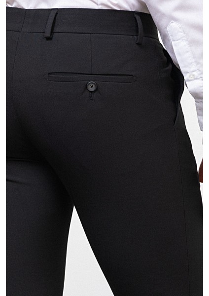 Düz Siyah Slim Fit Klasik Erkek Pantolon