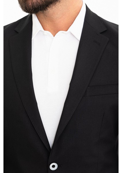 Düz Siyah Slim Fit Mono Yaka Erkek Takım Elbise fiyatları