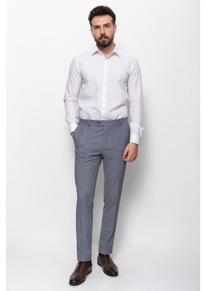 Kareli Lacivert Renk Super Slim Fit Erkek Pantolon fırsatları