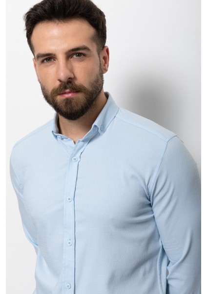 Desenli Mavi Renk Slim Fit Erkek Gömlek fiyatları