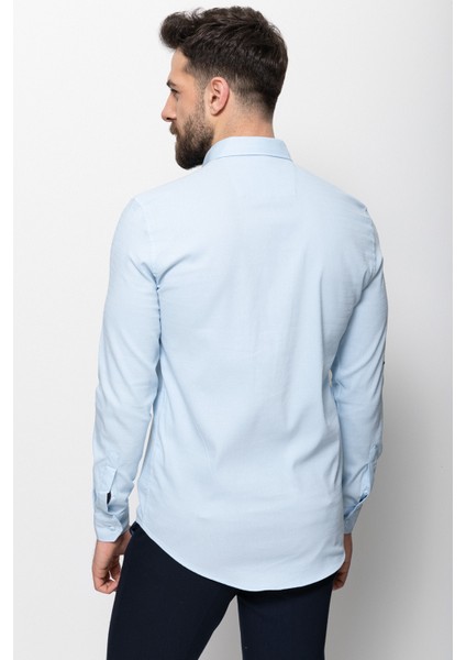 Desenli Mavi Renk Slim Fit Erkek Gömlek indirimleri