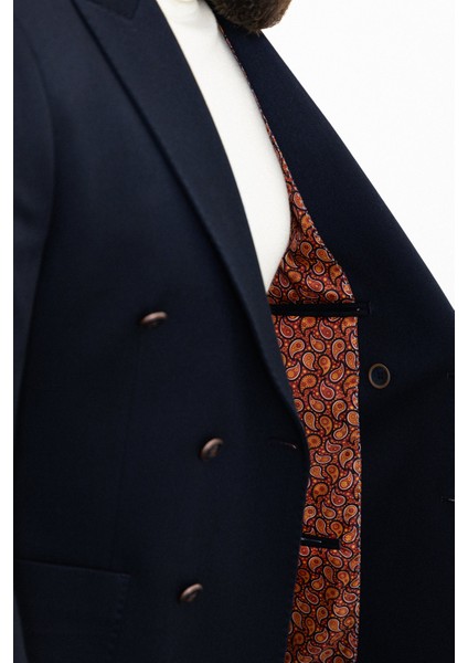 Düz Lacivert Slim Fit Mono Yaka Kruvaze Erkek Ceket fırsatları