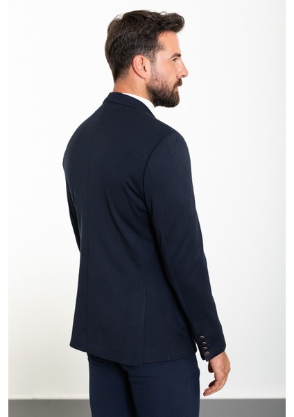 Düz Lacivert Slim Fit Mono Yaka Kruvaze Erkek Ceket indirimleri
