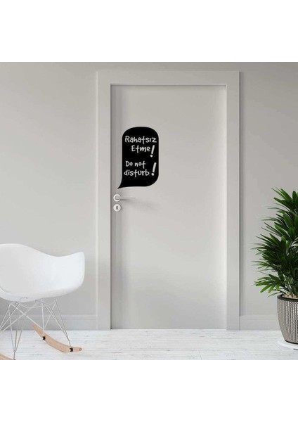 Kırmızı Renkli Rahatsız Etme Yazılı Kapı Dekor Sticker, Düz Desenli