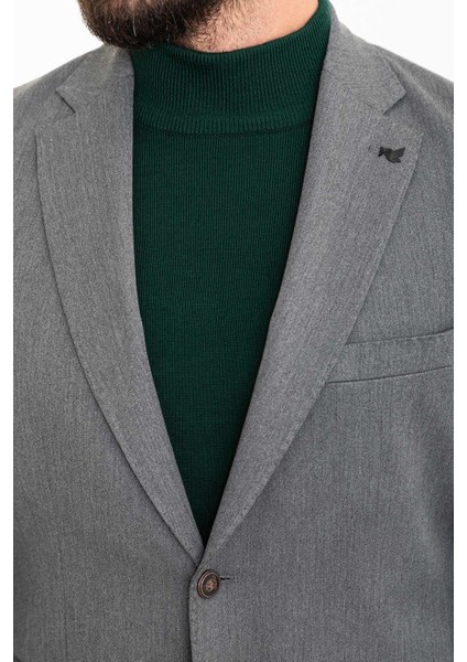 Düz Gri Slim Fit Mono Yaka Erkek Ceket fiyatları