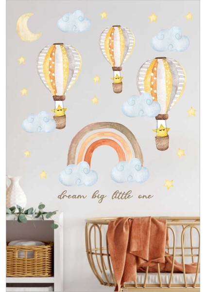 Renkli yıldızlı balonlar çocuk odası duvar çıkartması, neşeli dekorasyon fırsatı