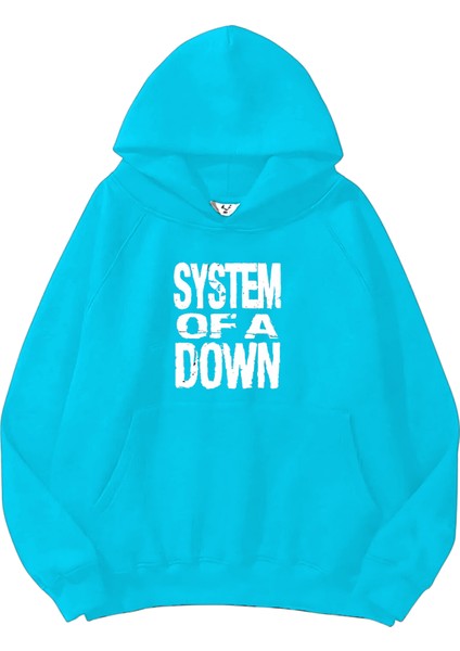 System Of A Down Soad Baskılı Oversize Bebemavisi Renk 3 Iplik Sweatshirt