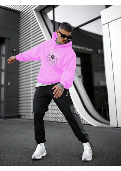 Blacksabbah Baskılı Oversize Pembe Renk 3 Iplik Sweatshirt