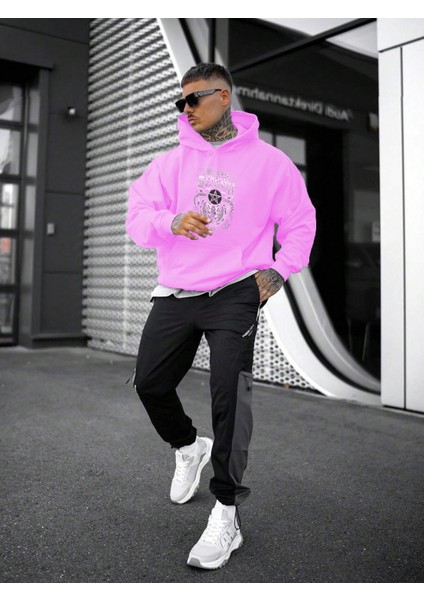 Blacksabbah Baskılı Oversize Pembe Renk 3 Iplik Sweatshirt