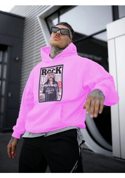 Motörhead Baskılı Oversize Pembe Renk 3 Iplik Sweatshirt