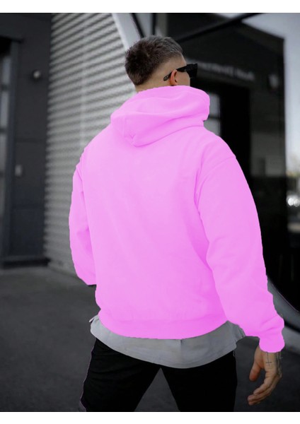 LED Zeppelin Baskılı Oversize Pembe Renk 3 Iplik Sweatshirt