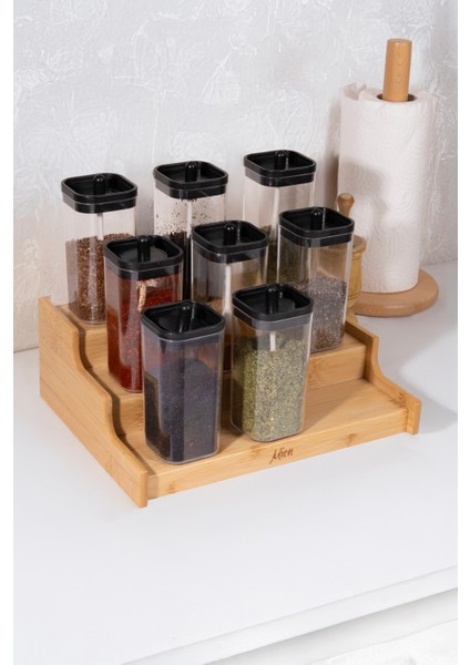 Doğal Bambu 3 Katlı Baharatlık ve Raf Düzenleyici Dolap İçi Organizer Stand 26 x 26 cm fiyatları
