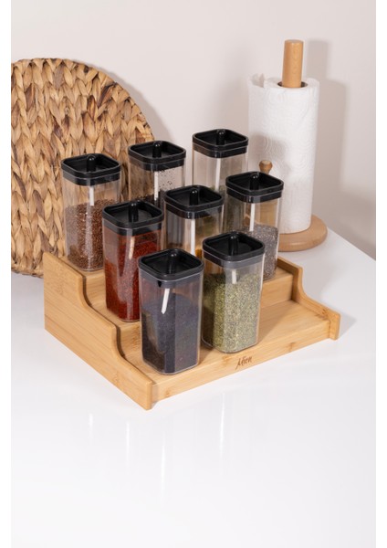 Doğal Bambu 3 Katlı Baharatlık ve Raf Düzenleyici Dolap İçi Organizer Stand 26 x 26 cm modelleri
